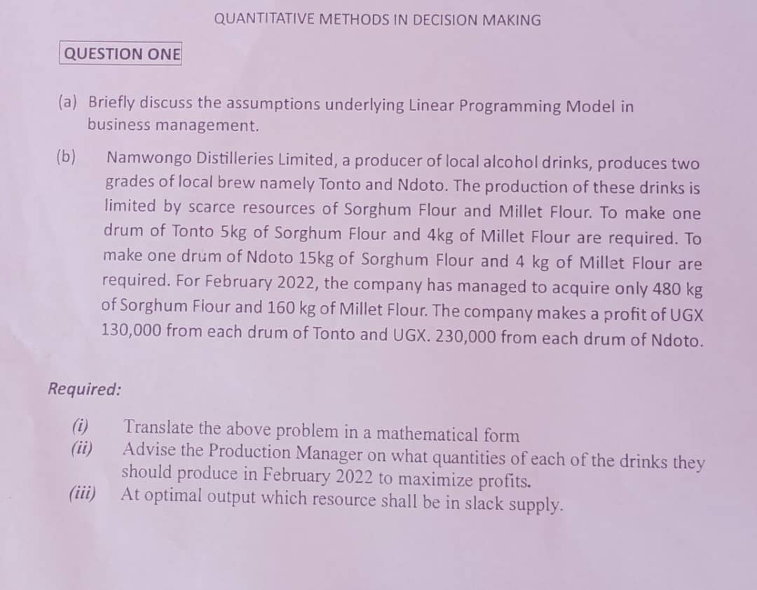 Quantitative methods in decision making